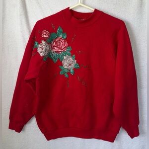 Vintage Fruit of the Loom size large red floral sweatshirt